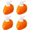 KARLOR Lot de 4 voitures de lapin à remonter avec carottes - Décoration de Pâques pour enfants et filles à partir de 2 ans