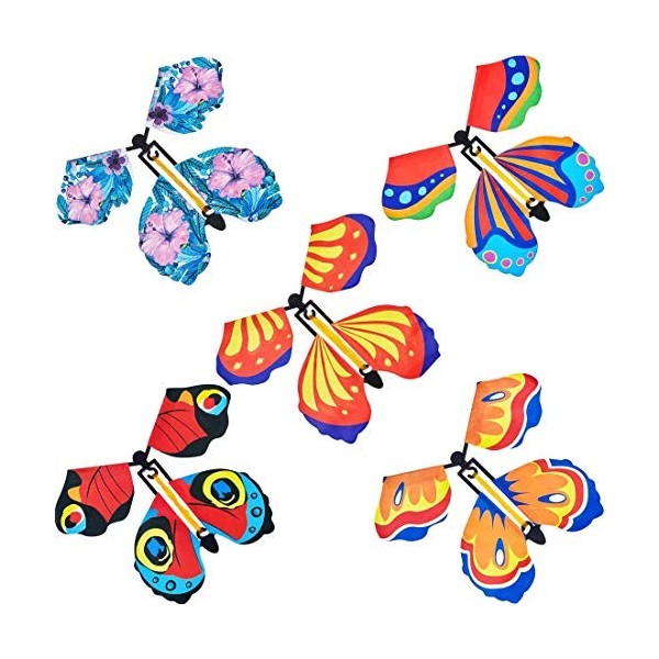 HUPOO 5 Pcs Papillon Volant Papillon à Remonter Jouet Papillon Volant Décorations pour Cadeau Surprise ou Fête Jouant Noël et