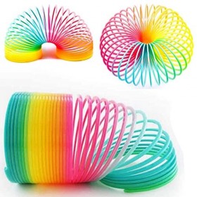 PartyPack Lot de 3 grands escaliers en spirale arcenciel dans une boîte de 7,5 cm de diamètre Spirale pour enfants Fidget Toy