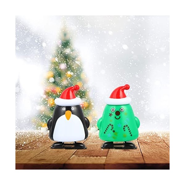 Tomaibaby Lot de 2 jouets de Noël à remonter, pingouin, arbre de vacances, jouet de Noël, cadeau de fête pour enfants