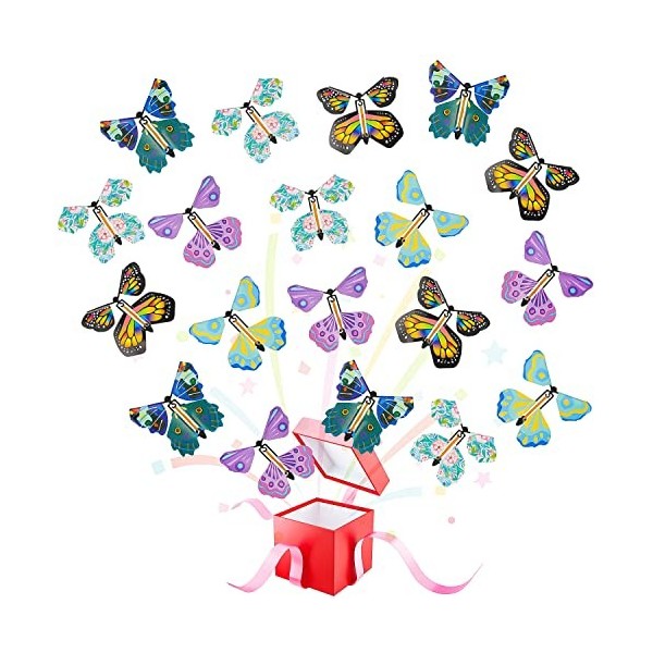 Rayong Lot de 20 papillons volants - Jouet papillon volant - Jouet papillon volant - Cadeau pour grande surprise - Anniversai