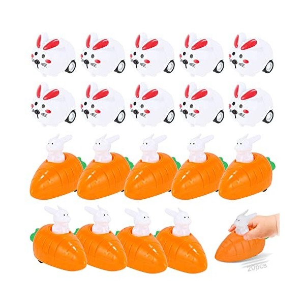 Forreen Lapins à Remonter avec Carottes, 20 Pièces Lapins de Pâques Créatif Intéressant Mouvement Rapide Figurines à Remonter