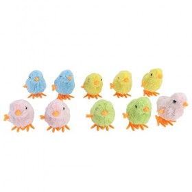 HEEPDD Jouet Poussin Mécanique, 10 Pcs Hopping Wind Up Jouet Mignon Amusant Coloré Poussin en Peluche Jouet pour Chats Chaton