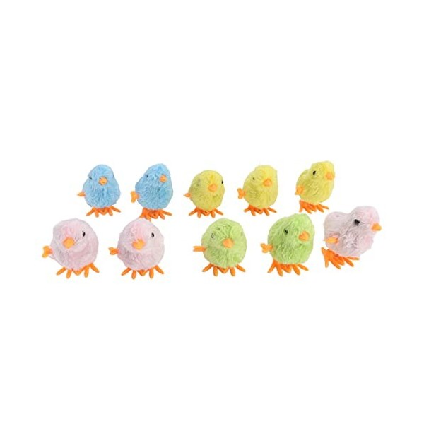 HEEPDD Jouet Poussin Mécanique, 10 Pcs Hopping Wind Up Jouet Mignon Amusant Coloré Poussin en Peluche Jouet pour Chats Chaton