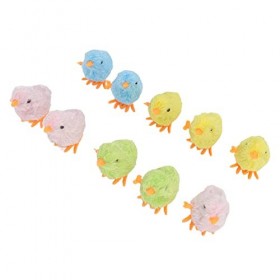 HEEPDD Jouet Poussin Mécanique, 10 Pcs Hopping Wind Up Jouet Mignon Amusant Coloré Poussin en Peluche Jouet pour Chats Chaton