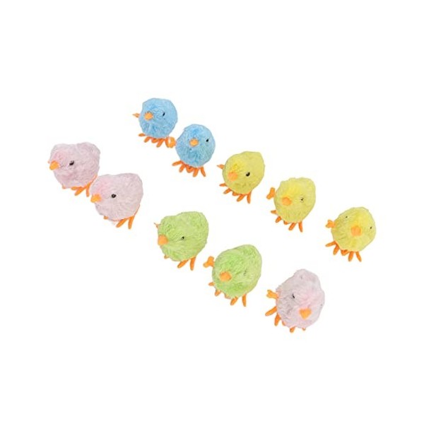 HEEPDD Jouet Poussin Mécanique, 10 Pcs Hopping Wind Up Jouet Mignon Amusant Coloré Poussin en Peluche Jouet pour Chats Chaton