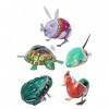 Alipis Lot de 5 jouets pour animaux à charge, jouets vintage en fer, grenouille, dessin animé, coq, souris, tortue, lapin, jo