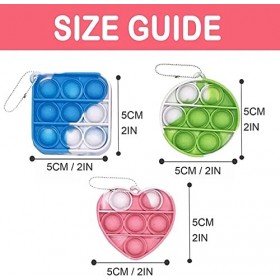 Décorations de Saint-Valentin Lot de 27 mini porte-clés Poppit en silicone coloré pour soulager le stress, lautisme, cadeaux