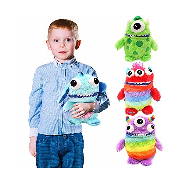 Worry Yummy Monster Peluche pour enfants - 28 cm - Pour garçons et filles - Compagnon de sommeil pour réduire lanxiété, le s