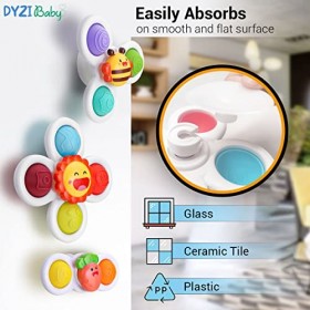 DYZI Ventouse Spinner Jouets – Jouets de bain sensoriels pour tout-petits de 1 à 3 ans – Soulagement du stress et de lanxiét
