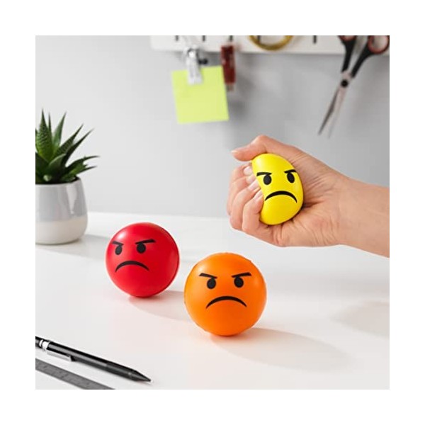 Retro Styler Lot de 3 balles Anti-Stress émoticônes, SRC74143, Jaune/Orange/Rouge, Moyen