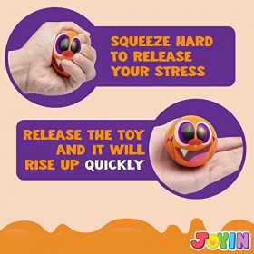 JOYIN 24 Pcs Halloween Motifs et Couleurs Assortis Balles Anti-Stress Rising Lente Soulagement du Stress pour Halloween Party