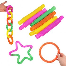FRIUSATE Lot de 12 tubes élastiques sensoriels colorés pour enfants - Jouets éducatifs pour soulager le stress