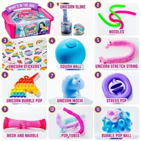 GirlZone Cadeau pour Les Filles Unicorn Fidget Slime Surprise Kit, Jouets Sensoriels avec du Slime Squishy Déjà Fait, Balle A