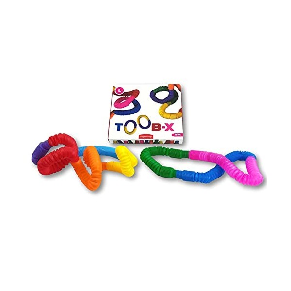 JUEGACONMIGO TOOB-X Jouet Sensoriel de Tubes Pop. Jouets anti-stress colorés Fidget Pop Multicolore Tubes extensibles et conn