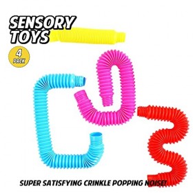 AUFIKR Lot de 4 Pop Tubes pour Enfants et Adultes, Multicolores Pop Tubes,Jouets Sensoriels, Jouets Sensoriels de Tuyau Exten