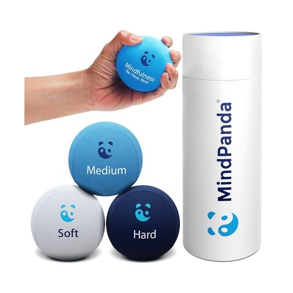 MindPanda Lot de 3X Balle Anti-Stress | Triple Densité pour les Exercices Thérapeutiques de la Main - Parfumé pour Une Concen