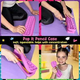 Original Stationery Ensemble de Papeterie Fidget Pop, Ensemble de Jouets Anti Stress avec Carnet Pop It, Trousse à Crayons et