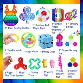 Yetech 26 pcs Fidget Toys, Pack Fidget Pas Cher pour Enfants Adultes, Jouet Anti-Stress avec Anneau Magique Arc-en-Ciel Stab 
