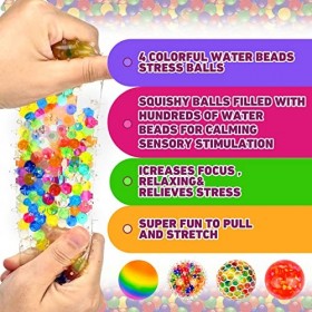 Lot de 4 Balle Anti-Stress - Balle Sensorielle, Colorées Balle Antistress pour Gérer et Soulager Anxiété, Agitation, Tension 