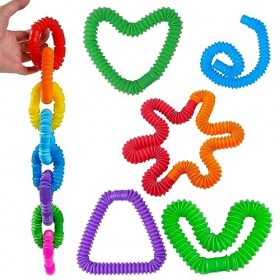 Shinescent Pop Tubes Sensoriels Jouets 24 Pièces Anti-Stress colorés Jouets pour Le Soulagement du Stress et de lAnxiété Con