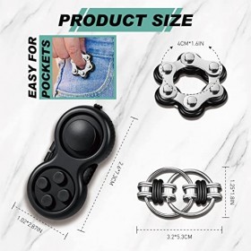 Yeefunjoy 3Pcs Fidget Toy Anti Stress Jouet Fidget Pad Et De Six Chaînes À Rouleaux, Jeu De Chaîne De Vélo, De Jeu De Chaîne 