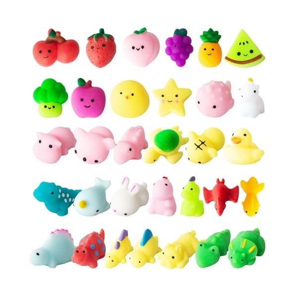 Nestling 32Pièces Kawaii Mochi Squishy Toys - Mini Squishies Soft Squeeze  Jouet - Mignon Animaux Fruits Squishy Jouet Anti St