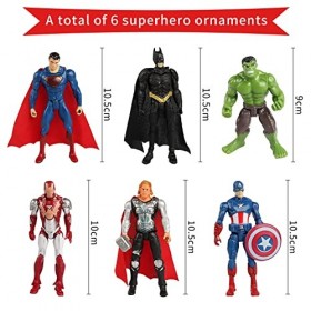 6 Pièces Anime Figurines + 6 Pièces Masque pour Enfants,Héros Modèles Cake Topper Décoration de Gâteau,Figurine daction pour