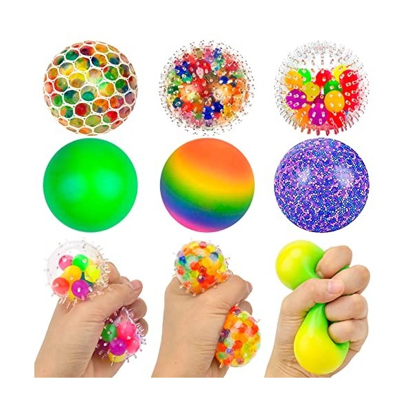Vibbang 6 pièces Boules Anti-Stress Boules sensorielles Fidget Boules Squeeze Boules à Presser pour se détendre, se décompres