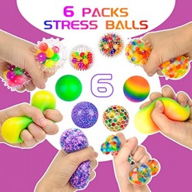 Vibbang 6 pièces Boules Anti-Stress Boules sensorielles Fidget Boules Squeeze Boules à Presser pour se détendre, se décompres