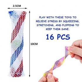 Tube en Maille tissée de 16 pièces avec Jouets en marbre, Jouets sensoriels, Jouets en Maille pour Le Bout des Doigts, soulag