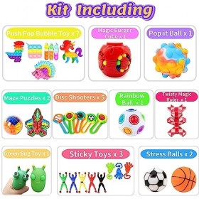 Chennyfun Fidget Sensory Toy Set, 30PCS Jouet Anti-Stress Kit, Cube Magique  Ananas Jouets Anti-Stress Jouet à soulagement du Stress pour Enfants avec