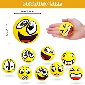 Ainiv Balles Anti-Stress de Visage Drôles, 12Pcs 6.3cm Boule Anti Stress pour Enfant et Adulte, PU Souple Balle Anti Stress p