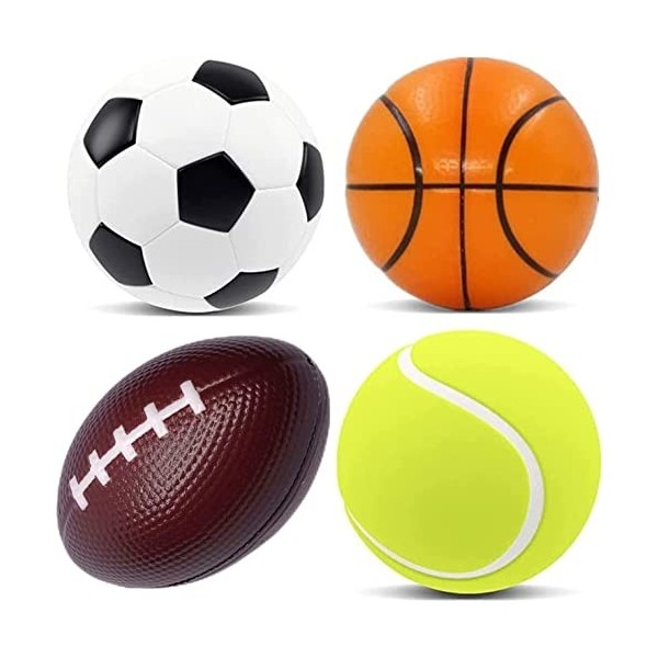 Steemjoey Lot de 4 balles Anti-Stress de Sport Fidget Toy Fidget Sensory Anxiété Soulagement du Stress Jouet pour Enfants Adu