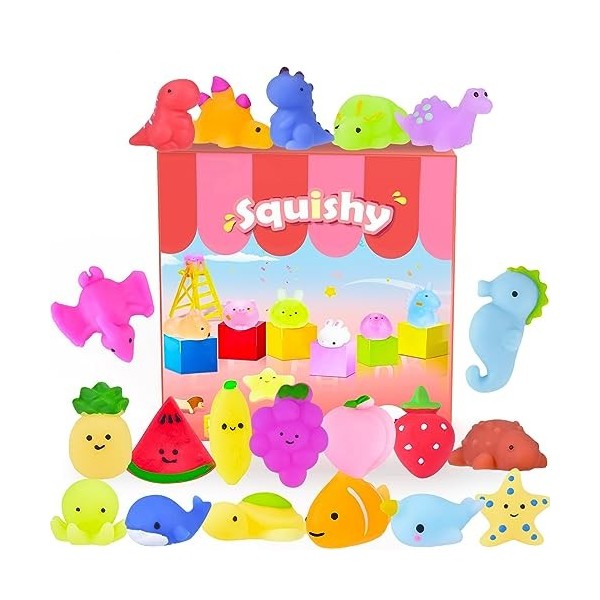 LEEHUR 100 Pièces Mochi Squishy Toys Mignon Animal Mini Squishies Jouets Anti-Stress Cochon Chat Serpent Lapin Squeeze Fidget
