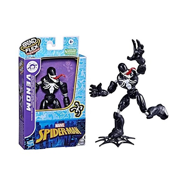Spider-Man Hasbro Marvel Bend and Flex Missions Venom Mission dans lespace, Figurine Flexible de 15 cm, pour Enfants, dès 4 