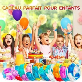 Bracelets Pop It Jouets Anti-Stress - Bracelet Enfants Réglable dours en Silicone Doux - Multicolores Bubble Antistress Fidg