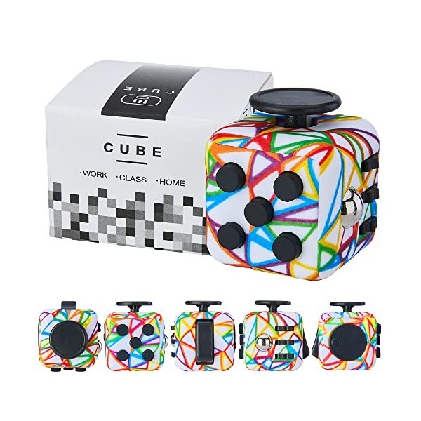Lubibi Cube Anti-Stress,Rainbow Décompression Jouet Cube avec 6 modules apaisants,Stress Cube Toy pour Enfants et Adultes Ant