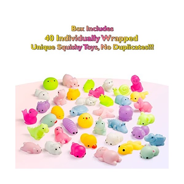 Karids Squishy Figurines d’Animaux Kawaii - Petit Jouets Colorés 40 Pièces Différente - Squishy Toys - Jouet Anti Stress - 