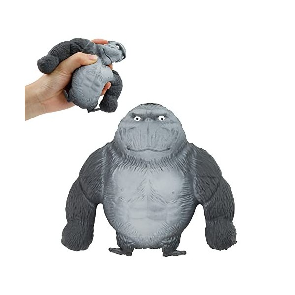 TIANLIN Figurine de Gorille Anti Stress, Gris-Noir Jouet Gorille Anti-anxiété, Anti-Extrusion Réaliste, Squeeze Toy Doux, Con