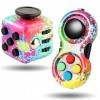 Steemjoey 2Pcs Fidget Toy Cube Anti Stress Jouet, Fidget Pad 8 Function, Manette de Jeu Portable-Réducteur de Stress, Gadget 