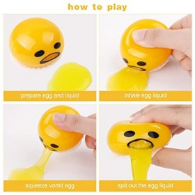 Ainiv 4 Pcs Vomissement Oeuf Jouet, Jouet Balle Anti-Stress au Jaune doeuf, Balle Anti-Stress Fantaisie au Jaune doeuf, Cré