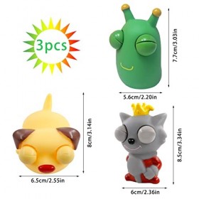 TaimeiMao 3 pcs Squishy Squeeze Jouet pour Adulte,Popping Out Eyes Squeeze Toys,Anti Stress Squishies,Mini Soft Squishies Jou