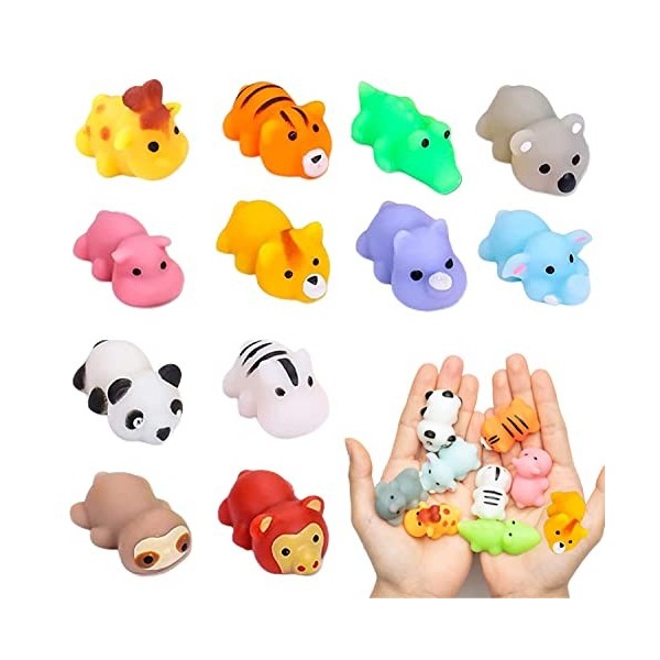 Yeefunjoy 12Pcs Mignon Squeeze Animaux Animal Mochi Toys, Mini Doux Squeeze Anti-Stress Jouets pour Adultes et Enfants Fête d