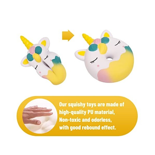 Anboor Squeeze Toys Licorne Donut Montée Lente Jouets Anti-Stress Squishy Kawaii