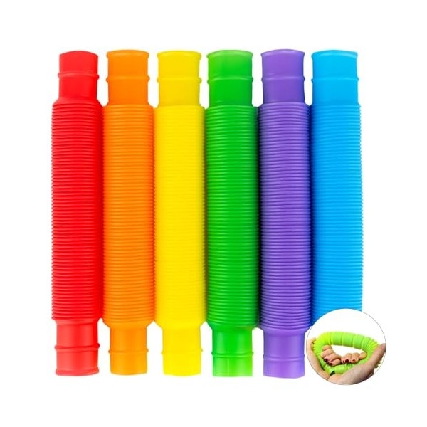 GWAWG 12PCS Pop Tubes Mini Jouets Sensoriels, Jouets Sensoriels de Tuyau Extensible Multicolore Anti-Stress pour Enfants, Pou