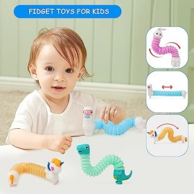 Ballery Pop Tubes Mini Jouets Sensoriels, Couleur Jouets Anti Stress Sensoriels Contractables, Fidget Toys pour Enfants et Ad