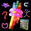 Coriver Mini Pop Tubes, 6 PCs LED Light Up Toys Pop Tube, Jouets Sensoriels Anti-Stress pour Enfants, Baton Lumineux Fluo pou