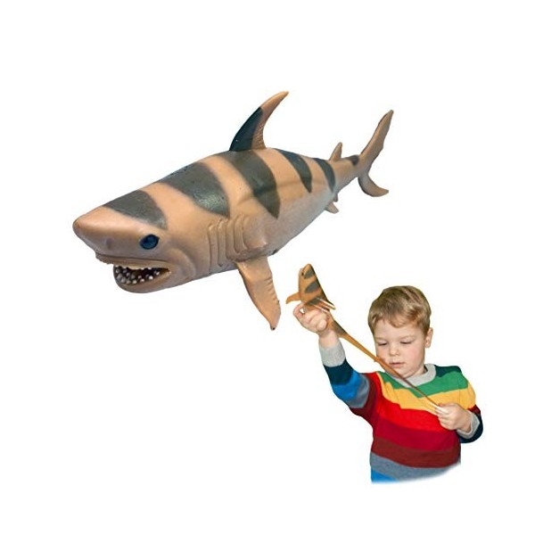 Rep Pals - Requin-Tigre, Jouet Extensible de Deluxebase. Répliques danimaux Extensibles et réalistes, idéal pour Les Enfants