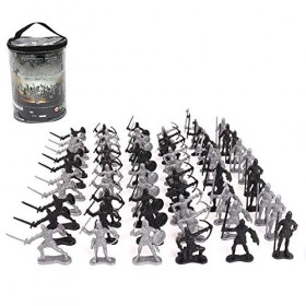 MOVKZACV Lot de 60 figurines de soldats médiévales militaires - Jouets antiques de soldats romains - Figurines du Moyen Âge -